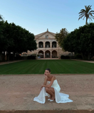 A line Strapless White Chiffon Long Evening Dress Prom Dresses SD2072